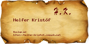 Helfer Kristóf névjegykártya